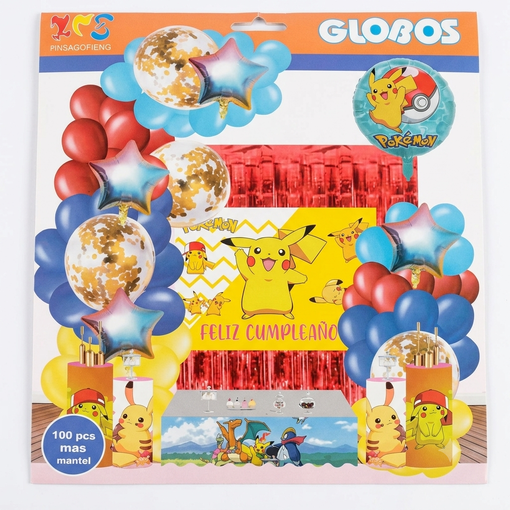 Kit de Decoración Pokémon 100 pcs - Incluye Mantel