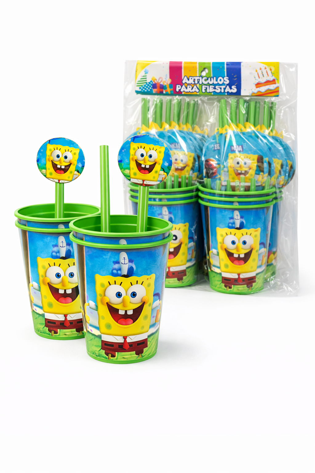  Vasos para Fiesta Infantil Diseño bob esponja – Set de 12 unidades