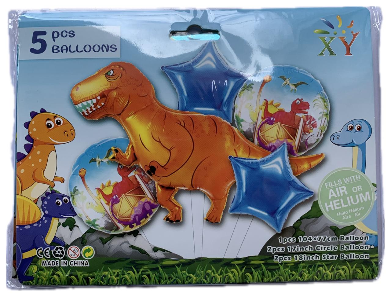 Set de 5 Globos de Dinosaurios