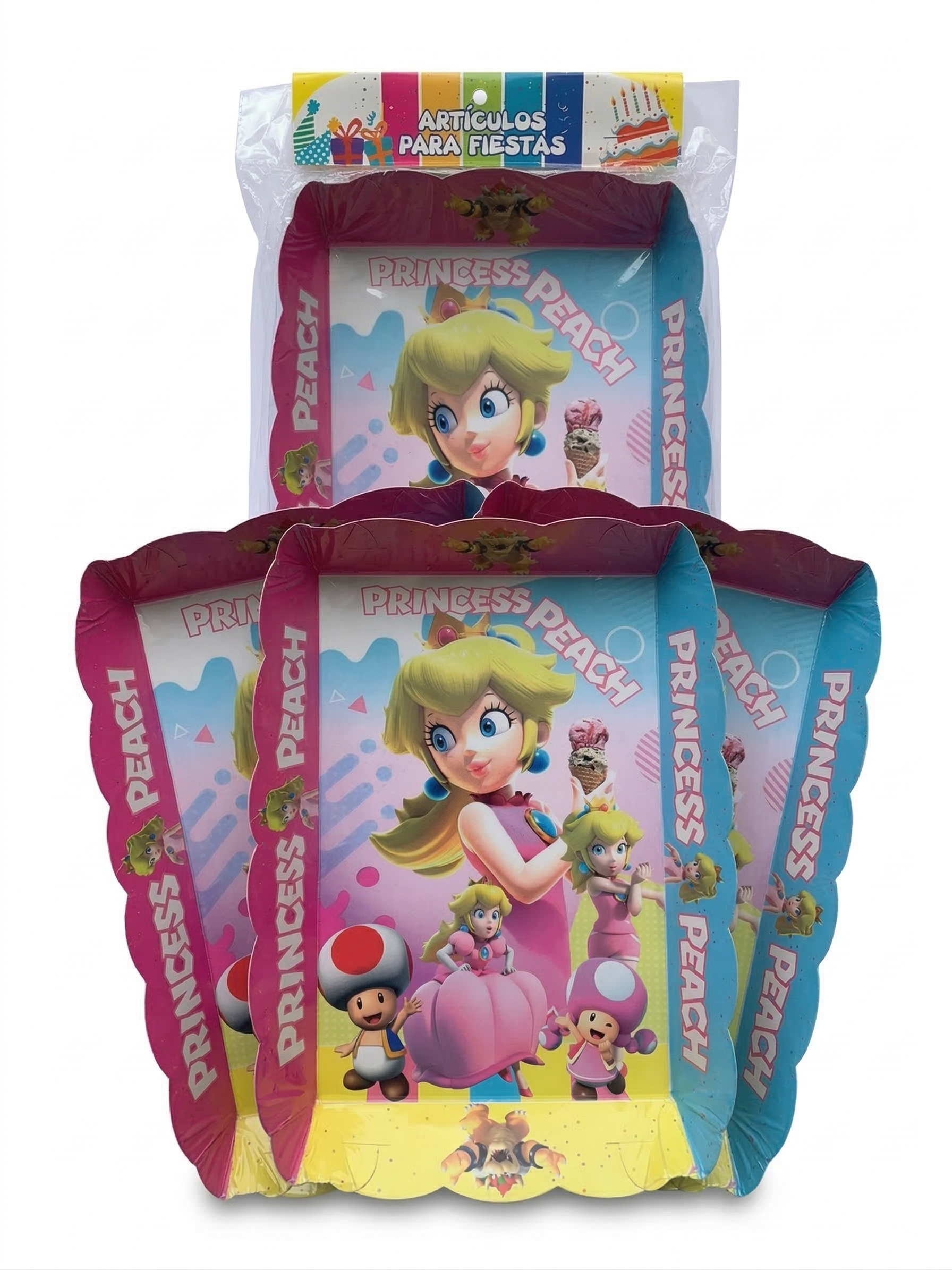 Paquete de 4 Bandejas para bocaditos - Fiesta Princesa Peach