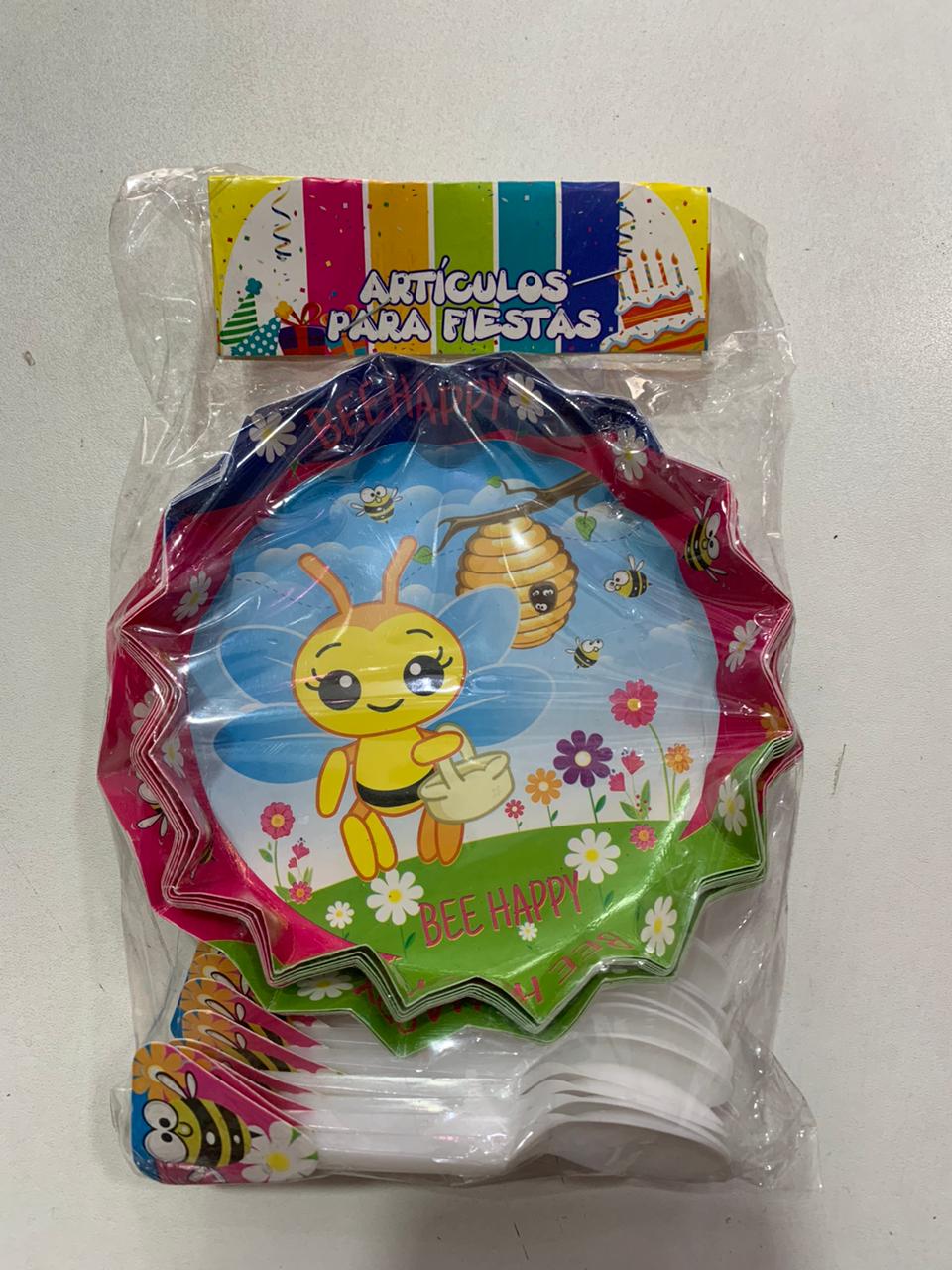 Paquete de 12 Platos de fiesta con diseño de abejita chiquitita