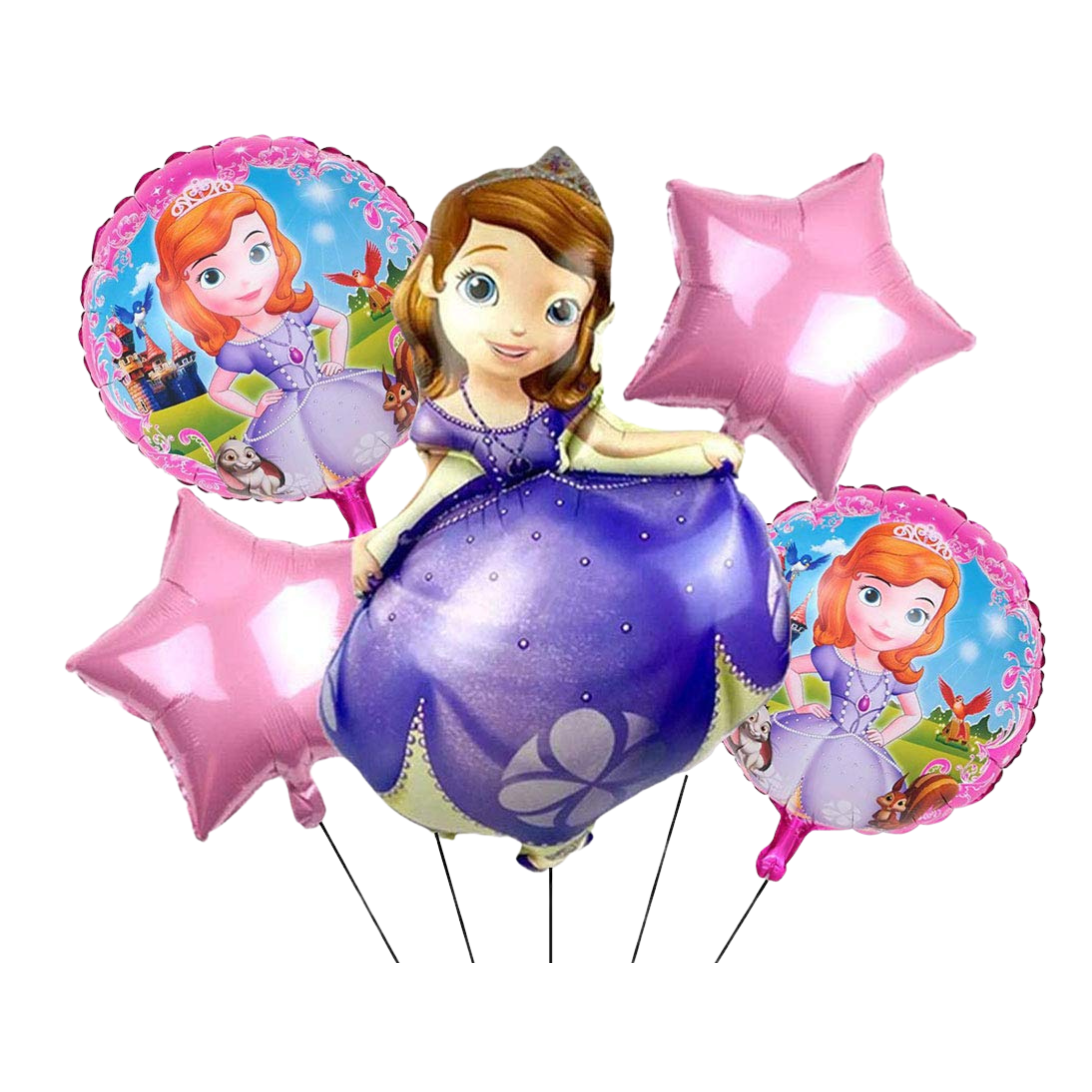 Bouquet de 5 Globos - Princesa Sofía