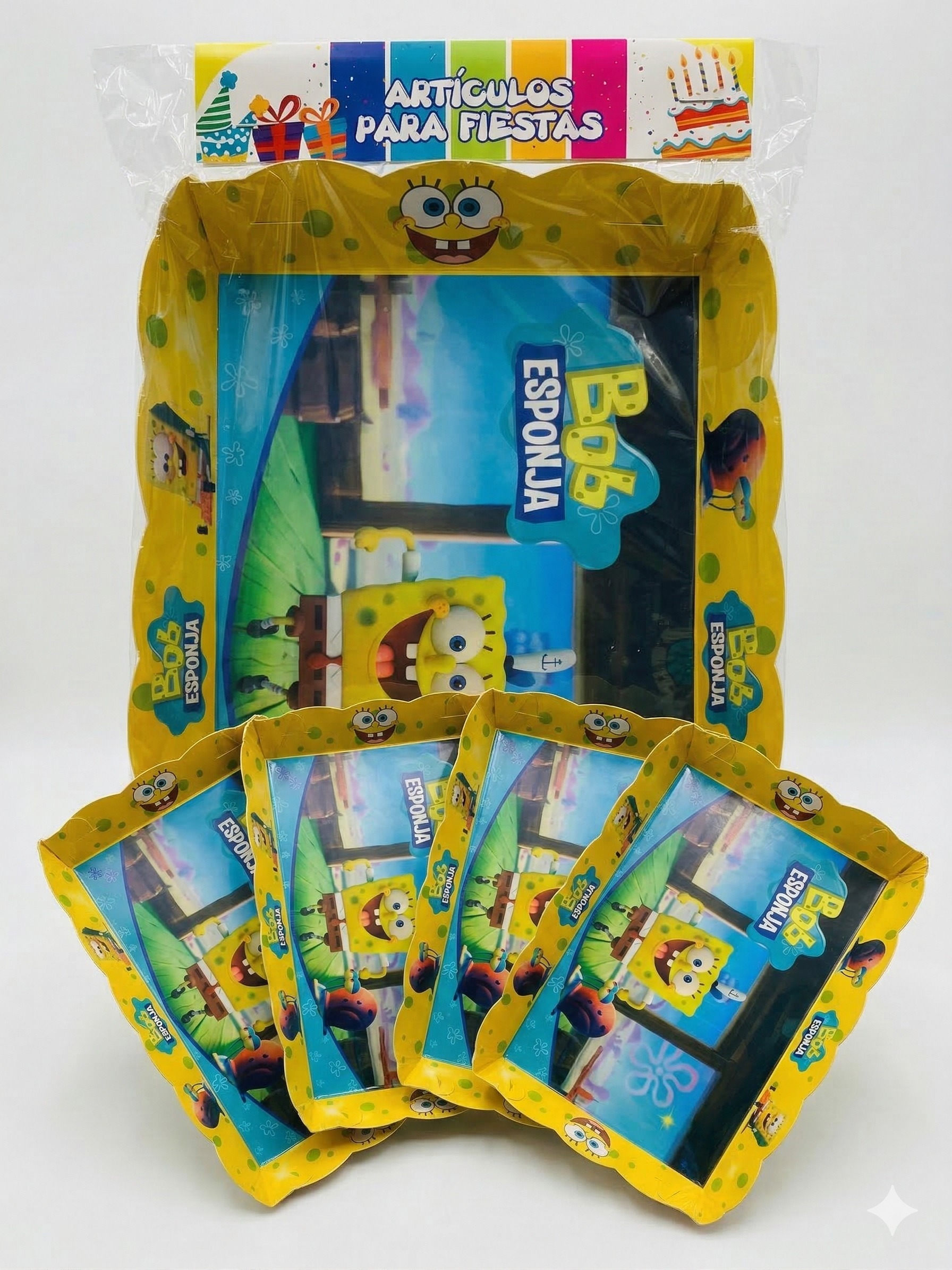 Set de 4 bandejas para bocaditos - Bob Esponja