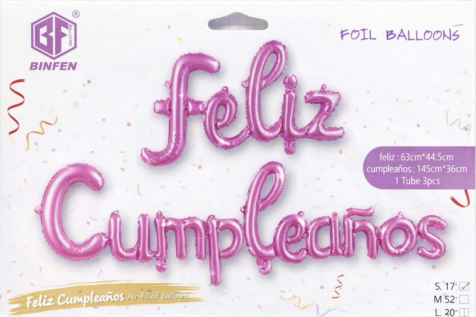 Globos letra unida frase " Feliz Cumpleaños " - Morado