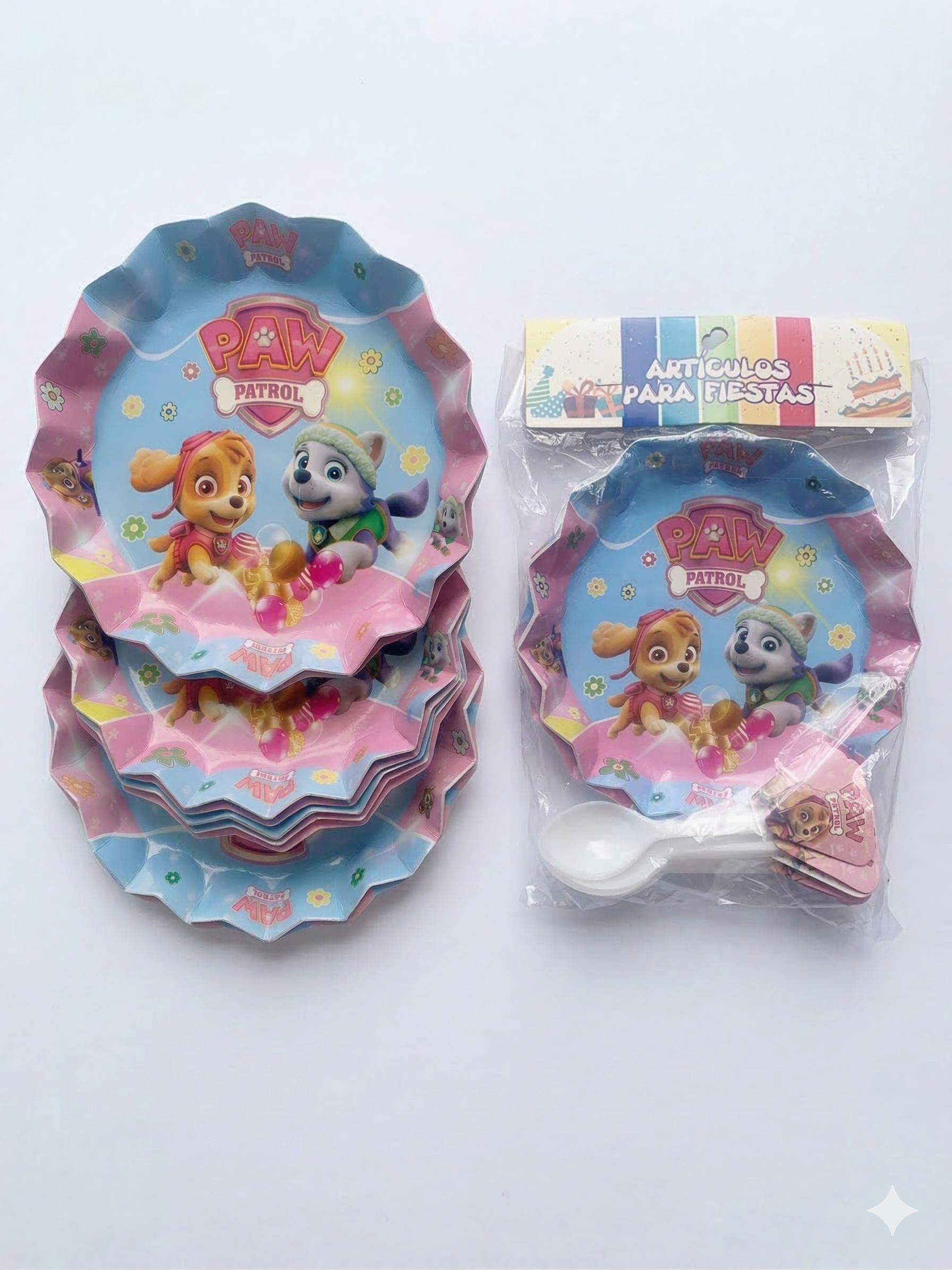 Set 12 Platos y cucharitas - Fiesta Skay Paw Patroll 