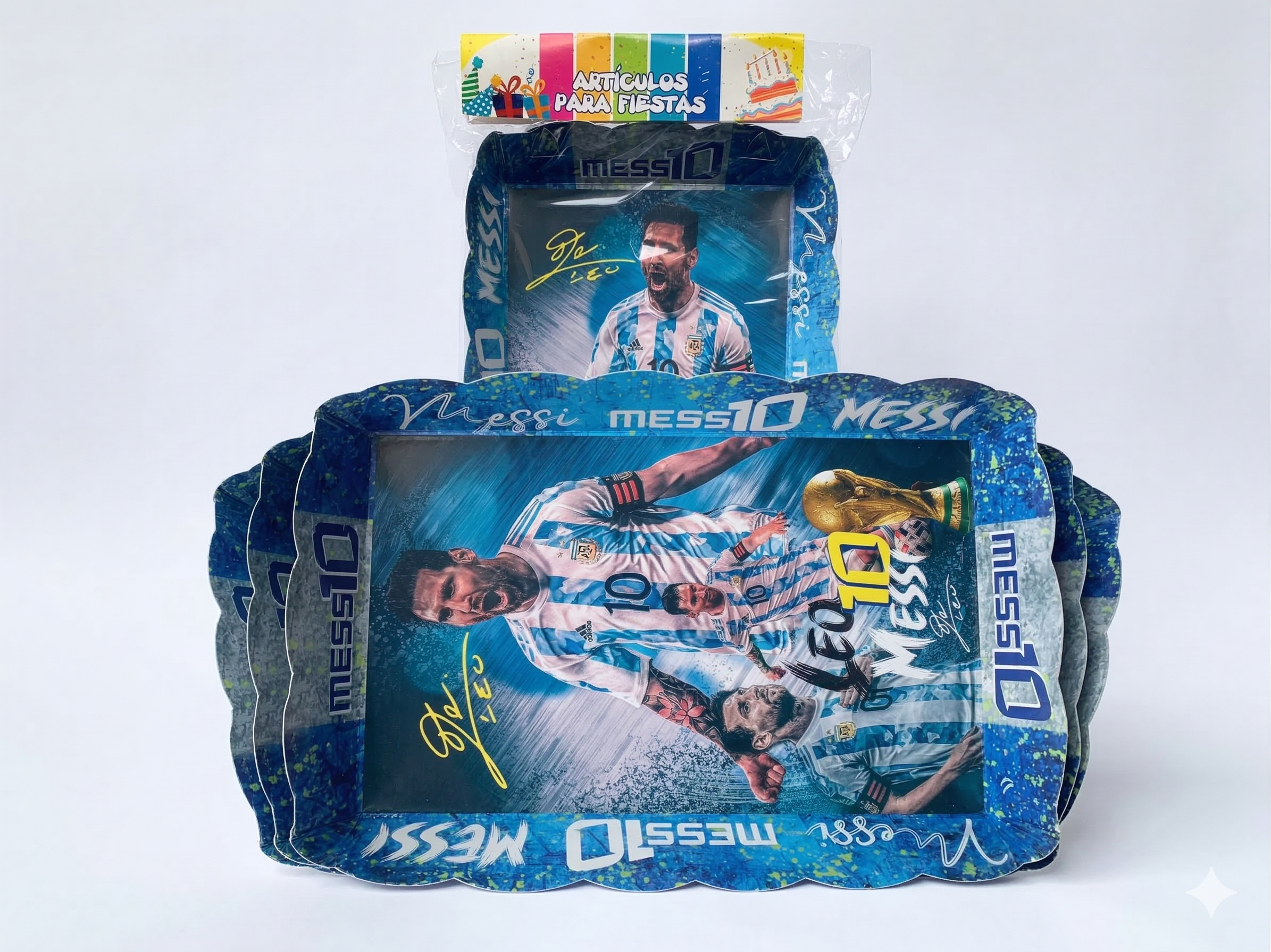 Paquete de 4 Bandejas para bocaditos - Fiesta Messi