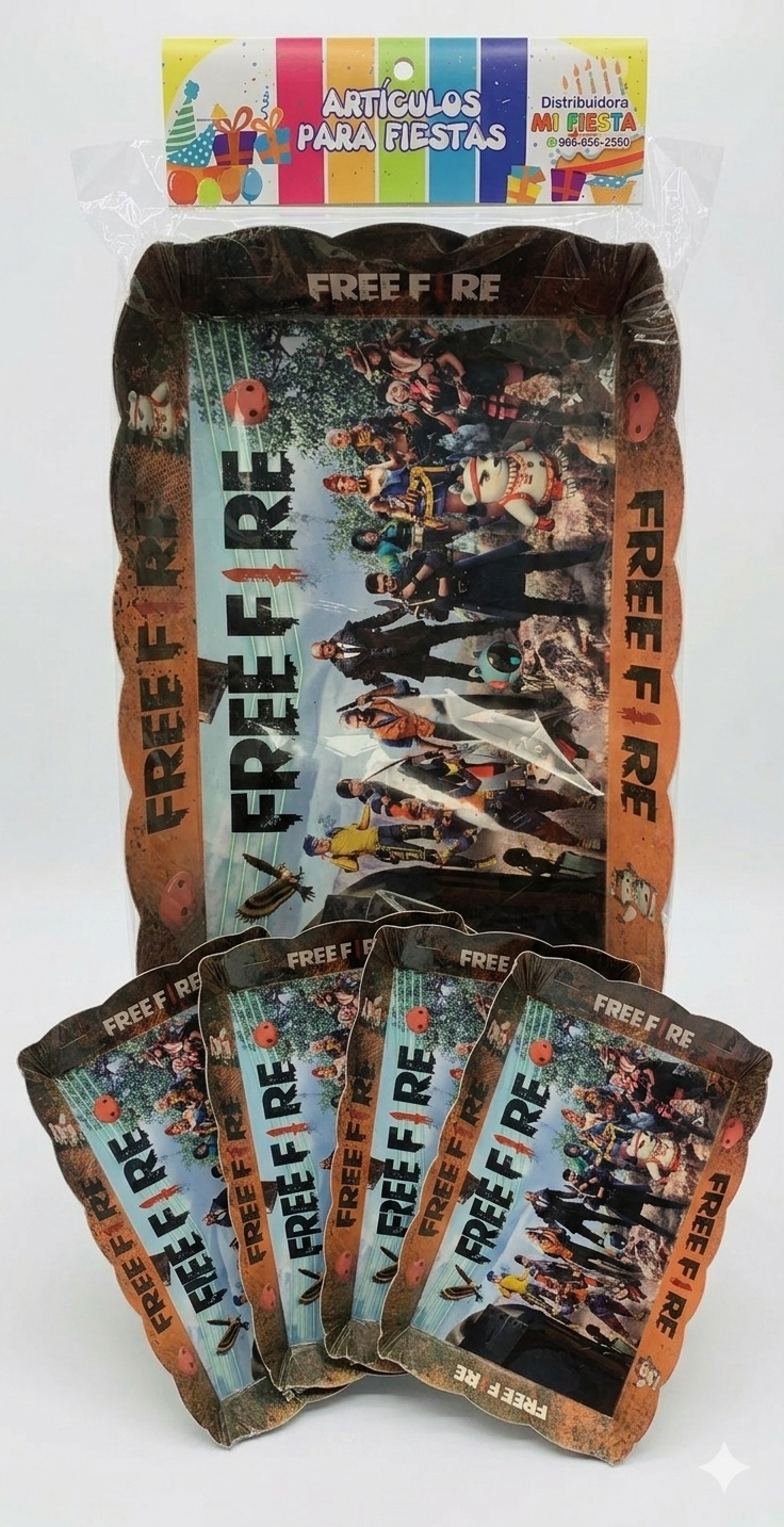 Set 4 bandejas para bocaditos - Free Fire