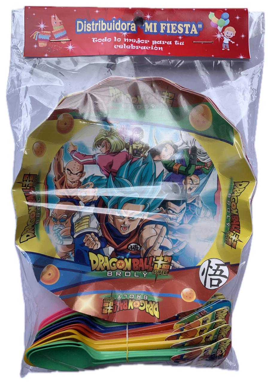 Paquete de 12 platos y cucharitas - Dragon Ball