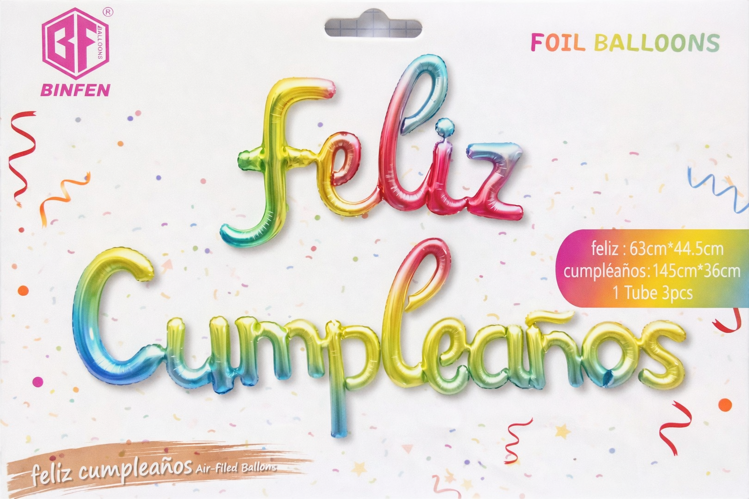 Globos letra unida frase " Feliz Cumpleaños " - Multicolor