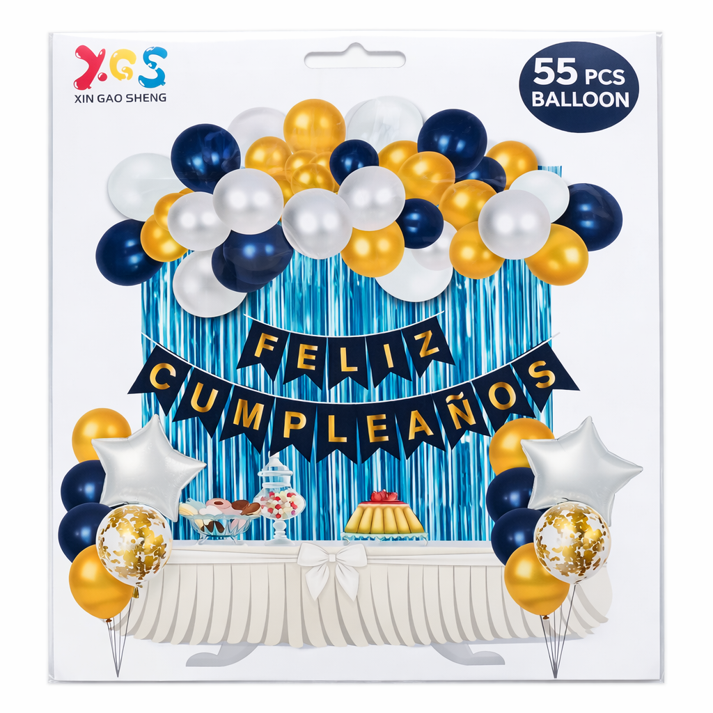 Kit de Decoración Feliz Cumpleaños (55 piezas) color Azul