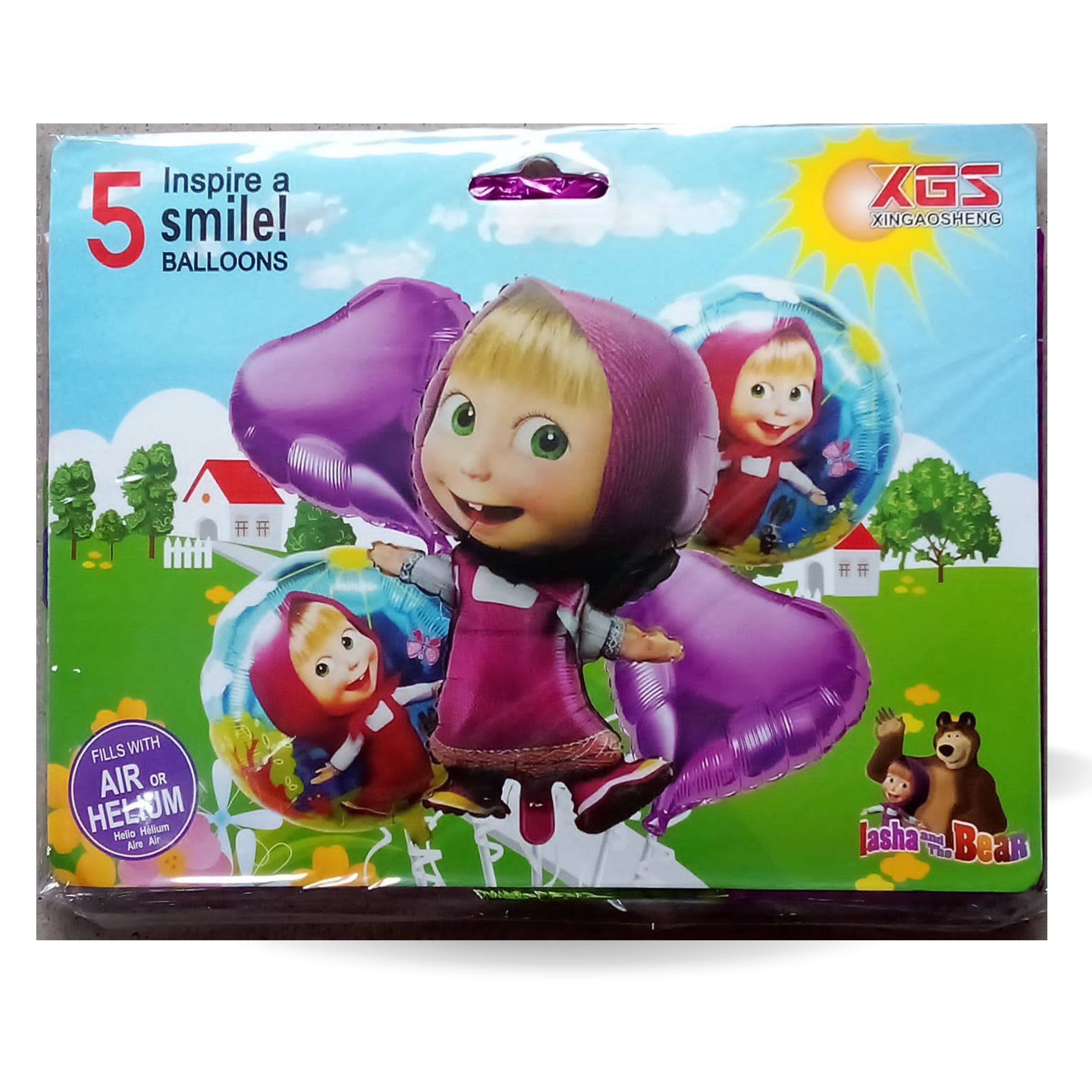 Bouquet de 5 globos - Masha y el Oso
