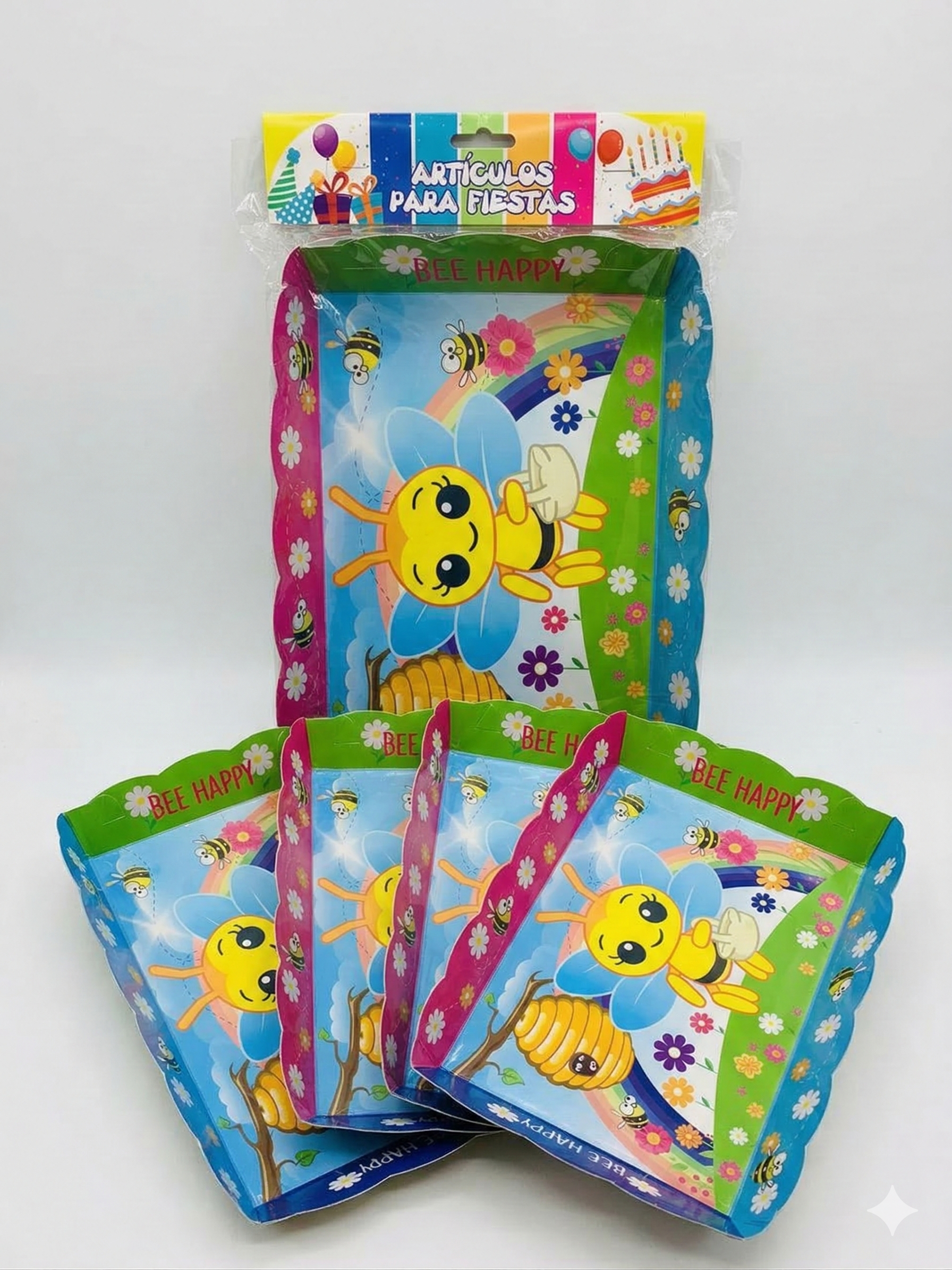 Paquete de 4 bandejas para bocaditos - abejita chiquitita