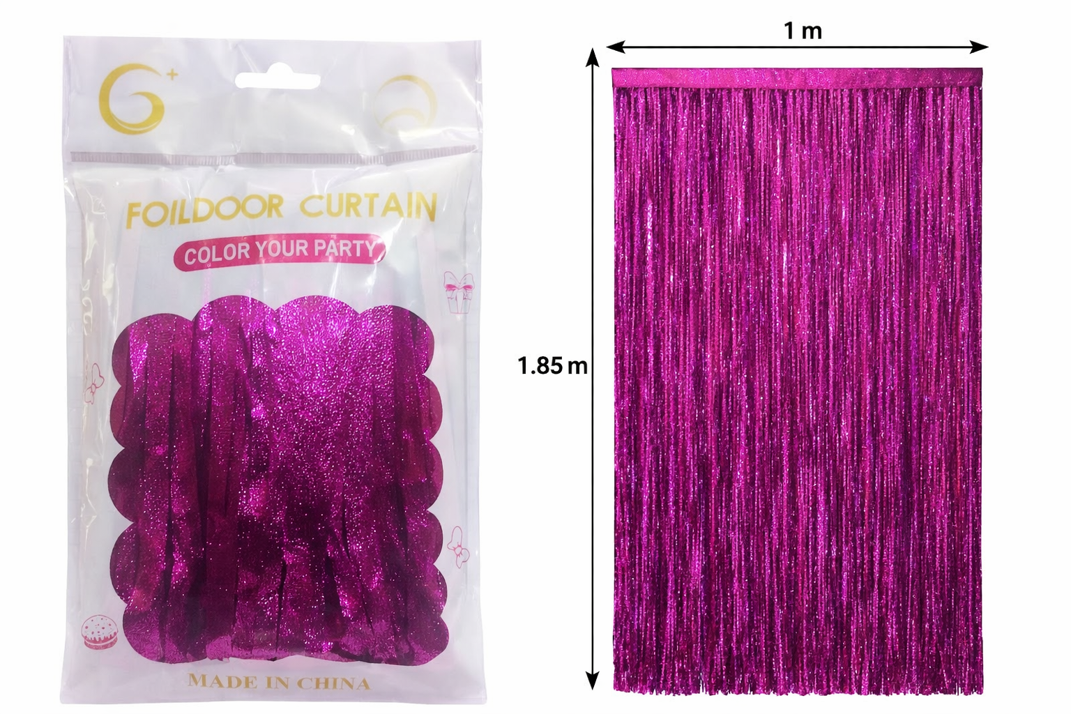 Cortina de Fiesta - Cromada Fuccia