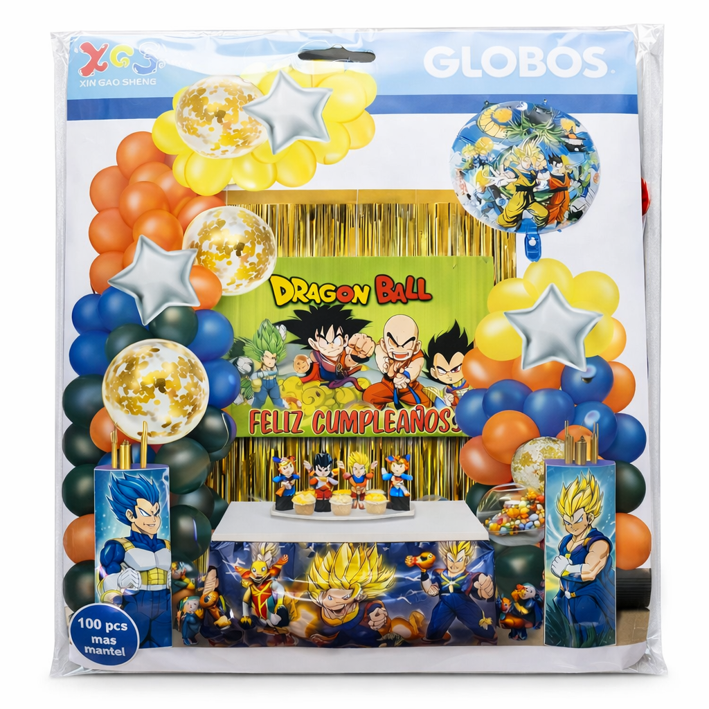 Kit de Decoración Dragon Ball - 100 piezas - incluye mantel