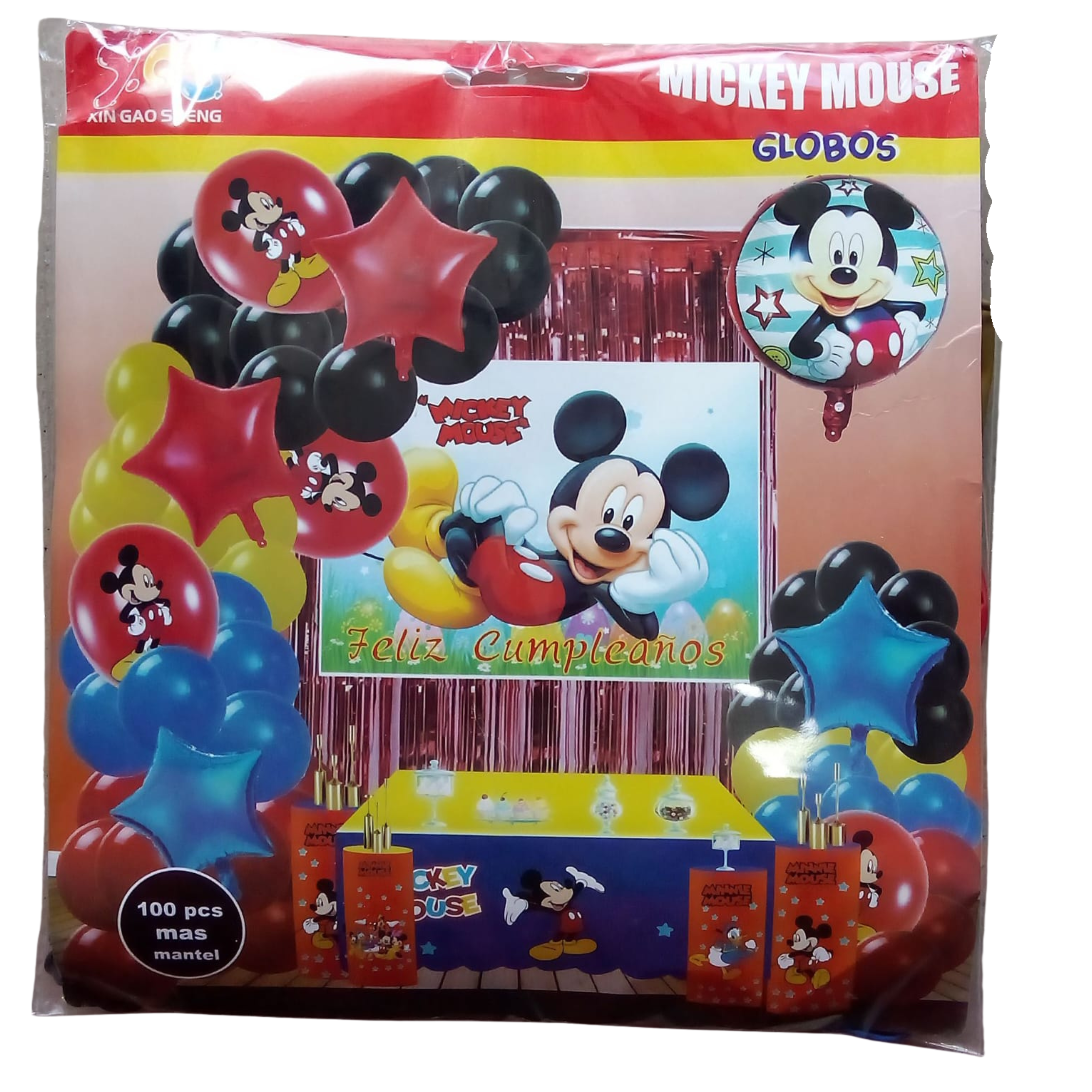 Kit de Decoración - Fiesta Mickey Mouse - 100 pzs incluye mantel