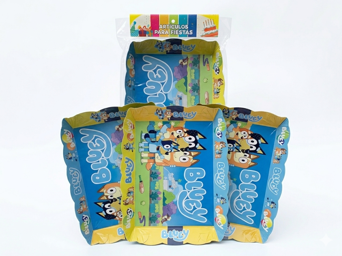 Set de 4 Charoles para bocaditos Fiesta Bluey  y Bingo