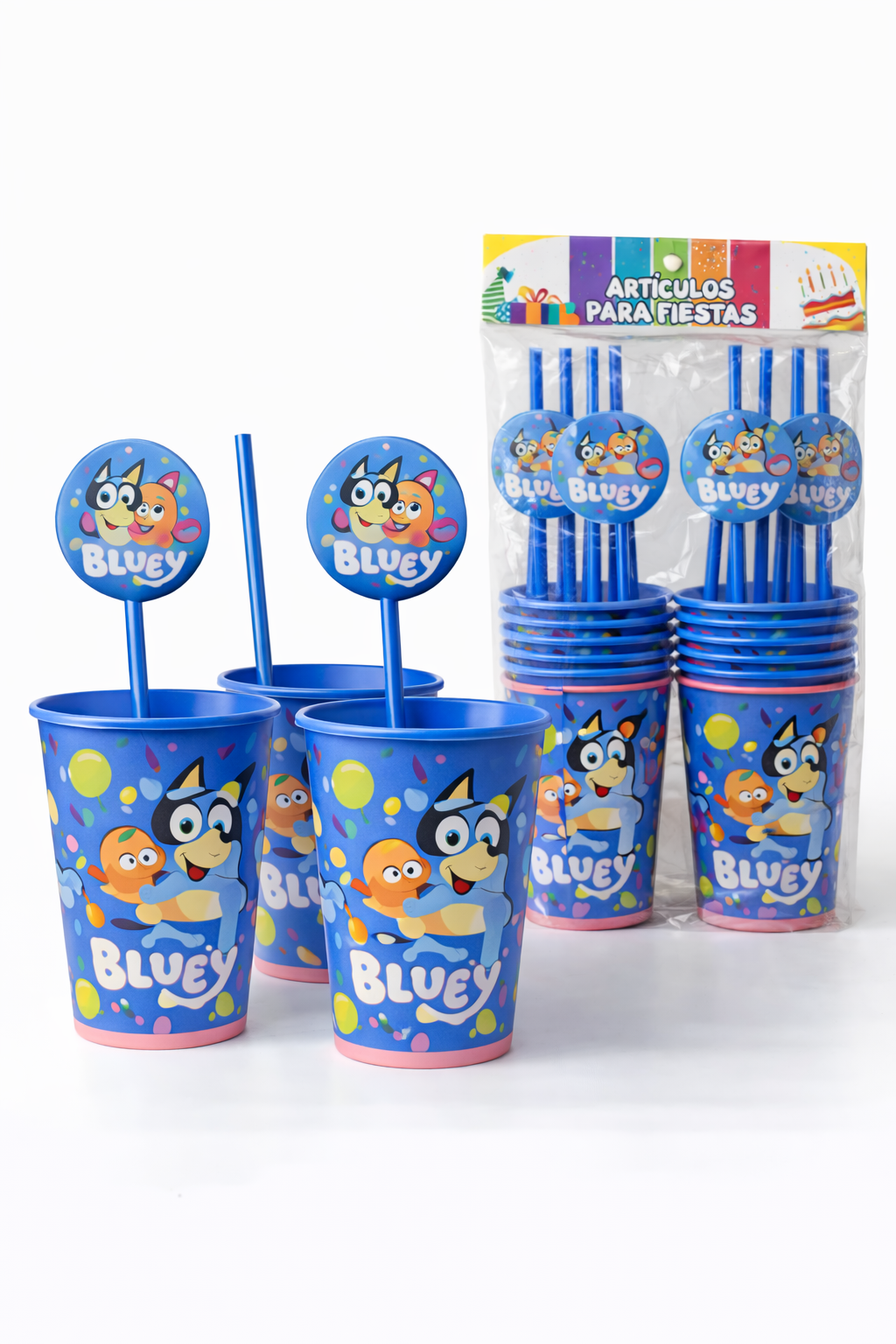 Vasos de Fiesta Bluey y Bingo - Paquete de 12 unidades