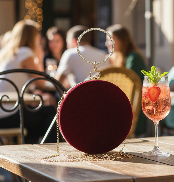 Selighting Round Velvet Clutch Purses for Women | Formal Wedding Purse 