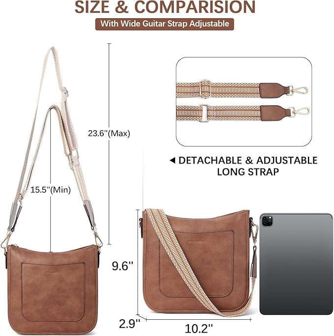 BOSTANTEN  Trendy Vegan Leather Bag | with Adjustable Guitar Strap