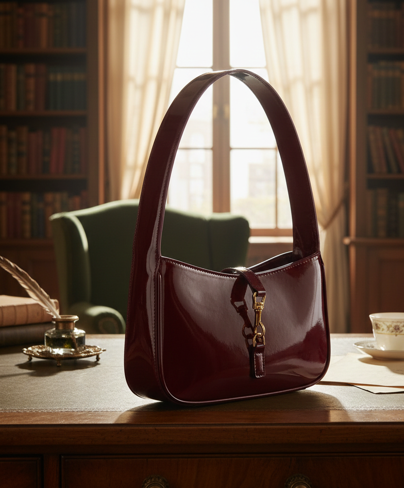  Burgundy Purse Trendy Handbag Faux Leather Shoulder