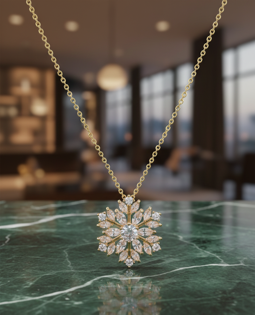 Sonateomber Dainty Chain Pendant Necklace, Cute Statement Rhinestone Dangle Necklace