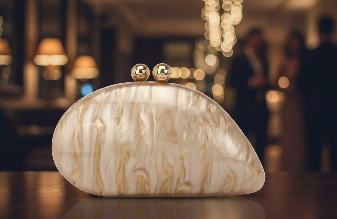 Acrylic Shell Shaped Bag Luxury Marble Clutch Evening Purse