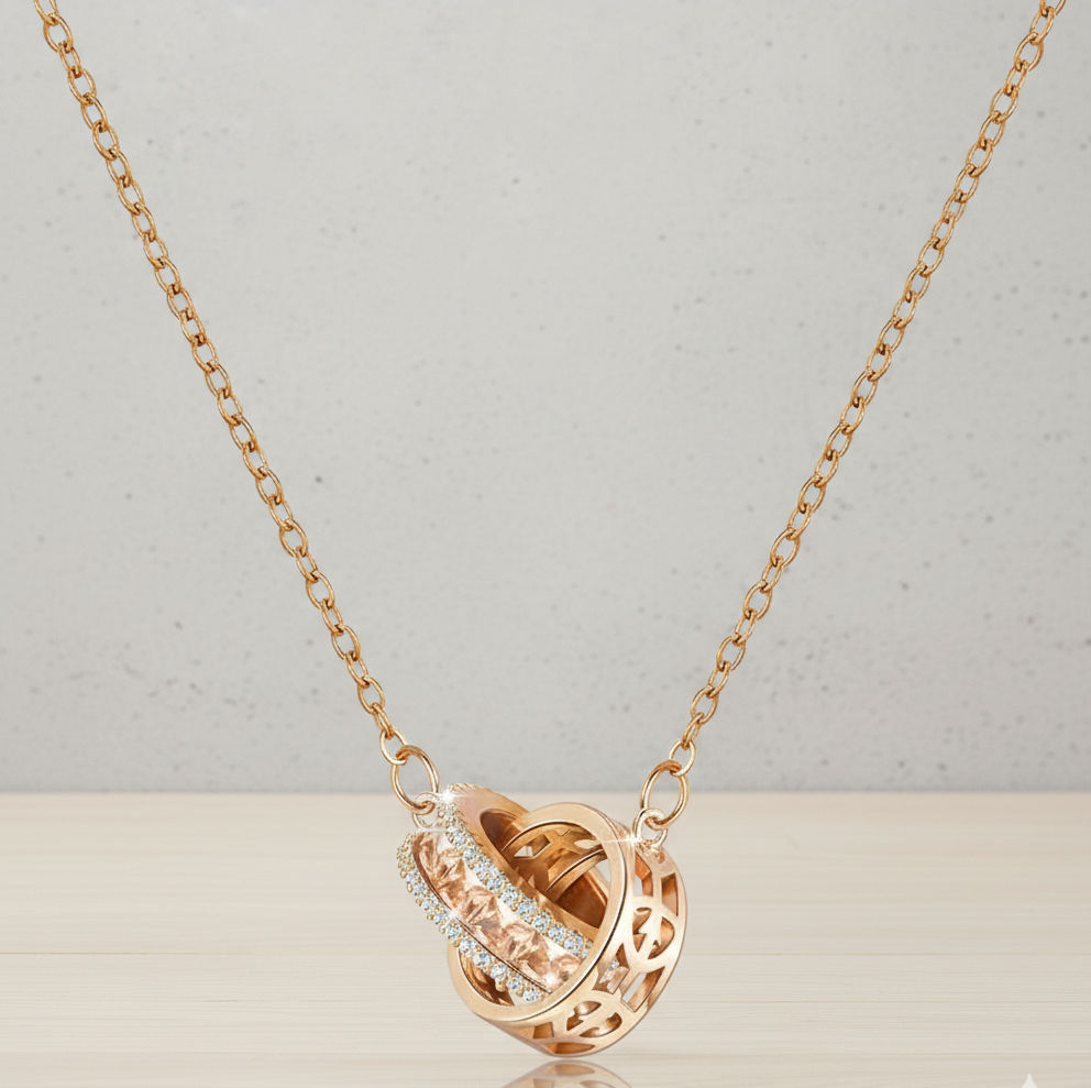 Linawe Moissanite Crystal Imitation Diamond Necklace for Women Trendy, Circle Pendant Stainless Steel Chain Necklaces