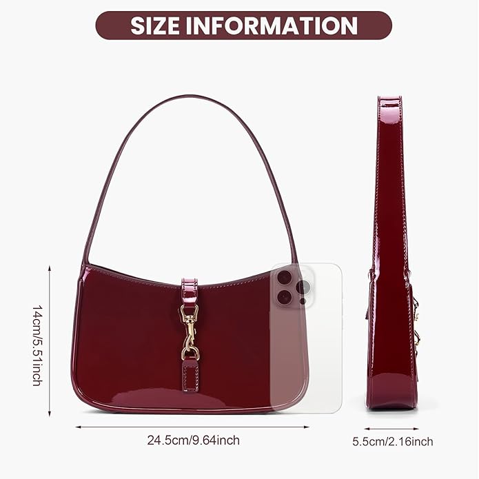  Burgundy Purse Trendy Handbag Faux Leather Shoulder