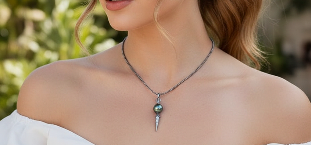 Genuine Tahitian Black Pearl Necklace for Women, 9-13mm  Seawater Pearl 