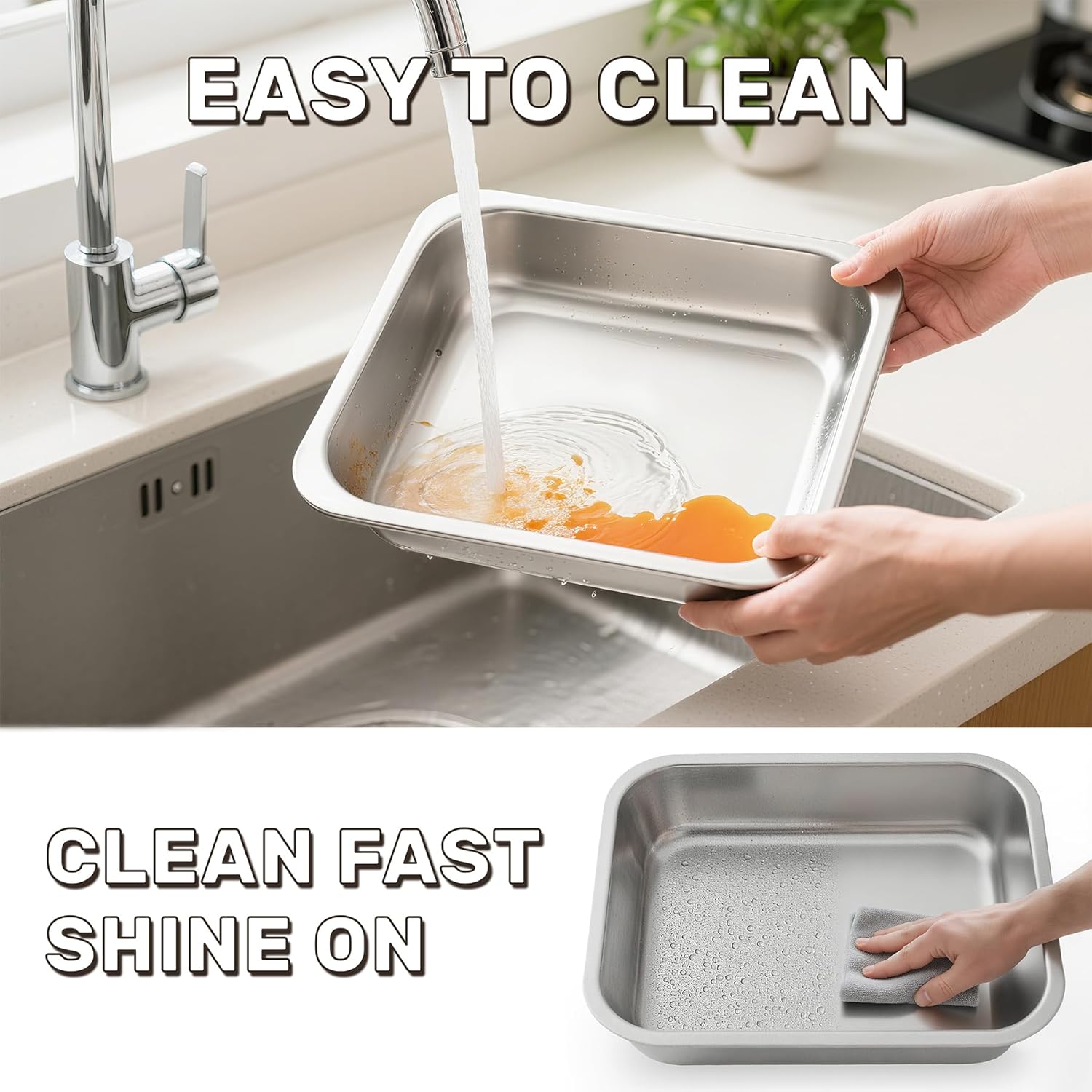 Chafing Dishes for Buffet 4 Pack(Full 1/2 1/3 Size Pan)