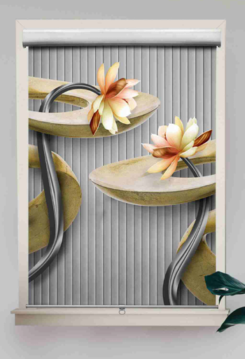 Large blossomed spring flowers art printed