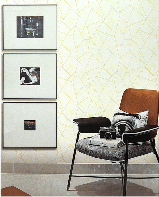  Wallpaper White Silver Metallic geometric fractal triangles Textured wall coverings