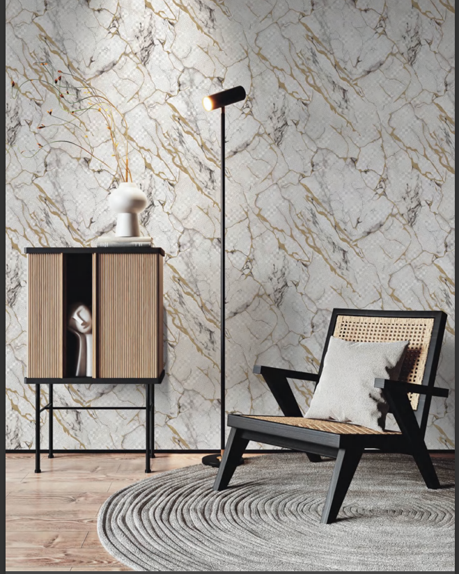 Ivory Gold Vein Marble Elegance wallpaper