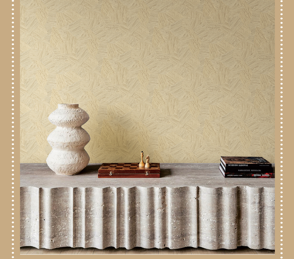 Non-woven wallpaper leaves cream copper metallic 