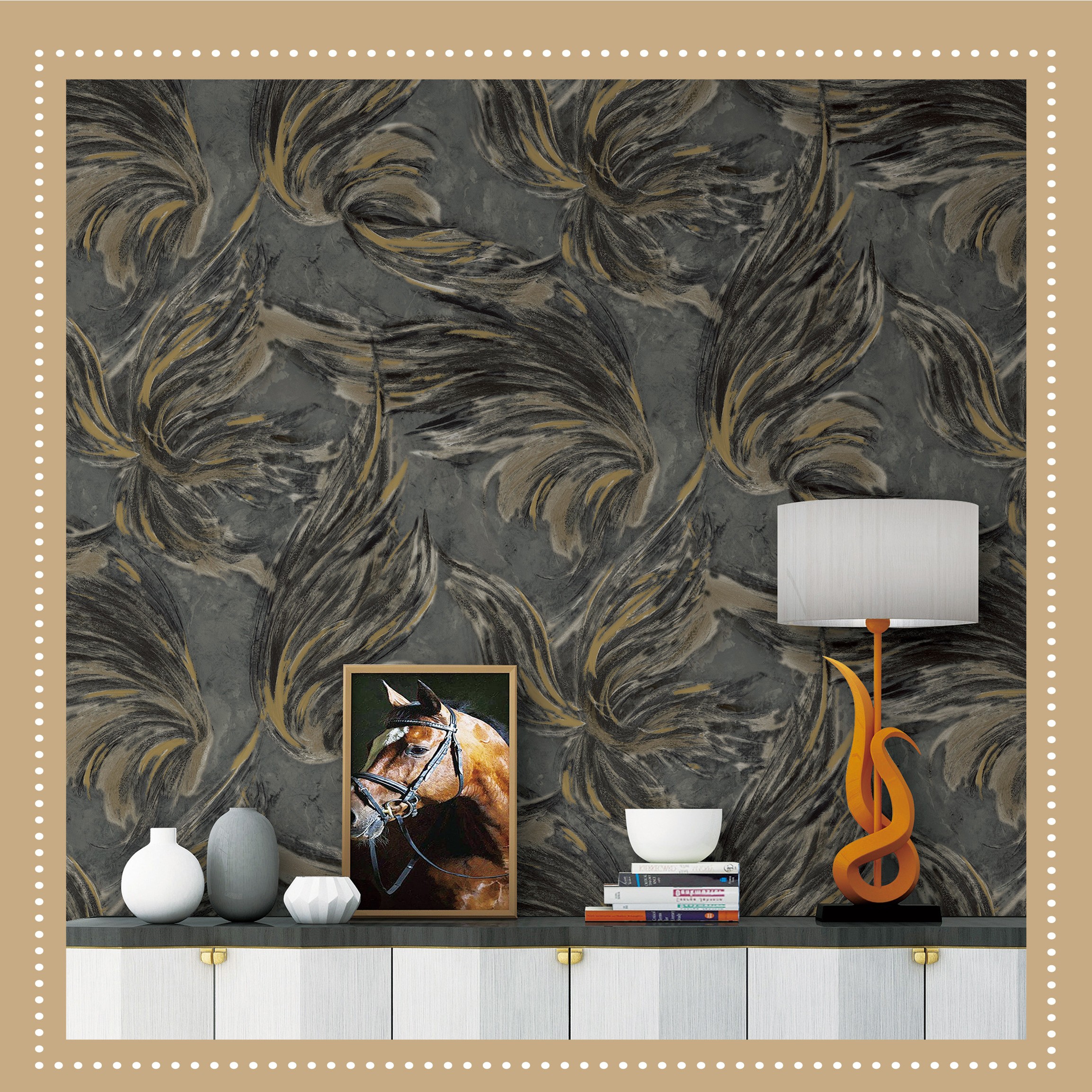 Elegant Feather Pattern Wallpaper