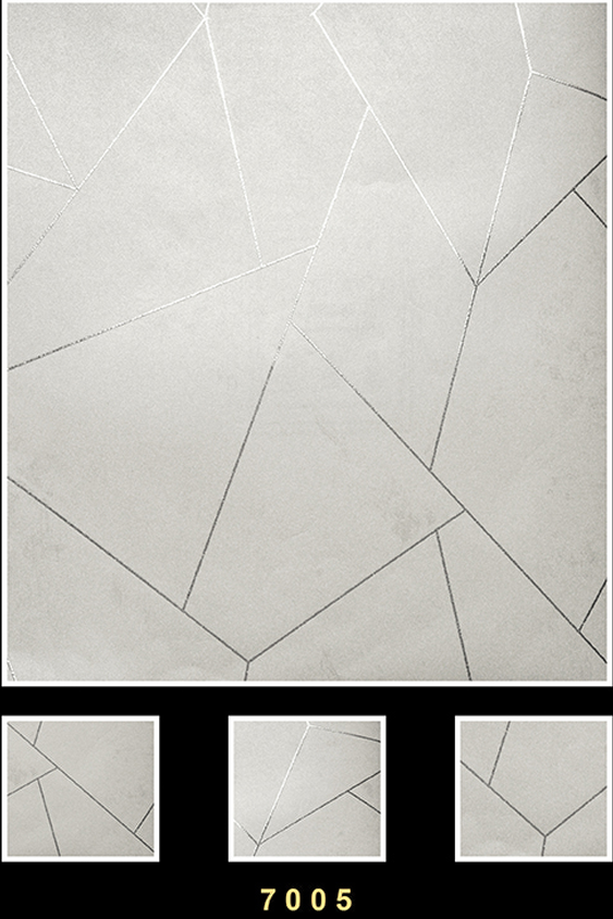  Wallpaper White Silver Metallic geometric fractal triangles Textured wall coverings