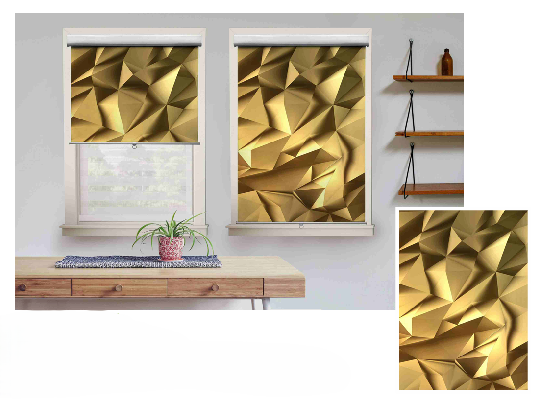 Golden Geometric Roller Blinds