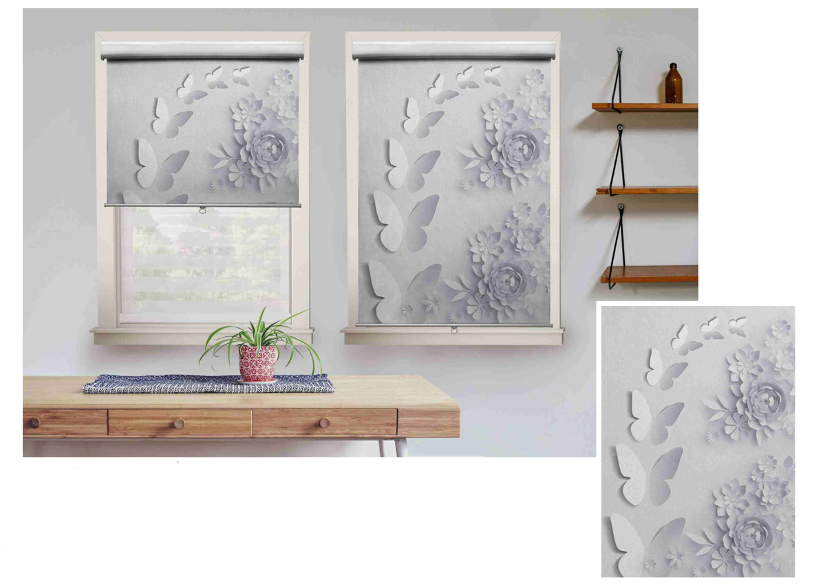 Floral Butterfly Roller Blind