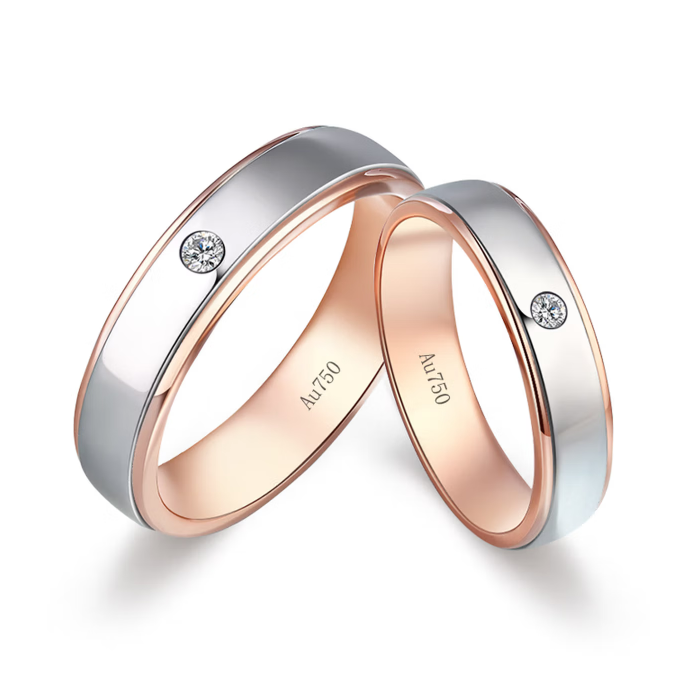 Customize Rose Gold & Platinum Couple Rings
