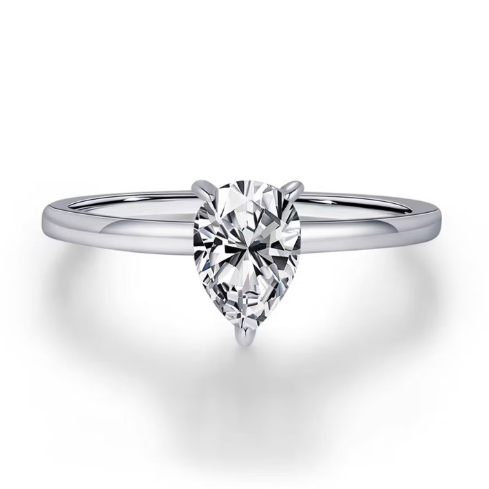18K Pear-Cut Solitaire Moissanite Ring