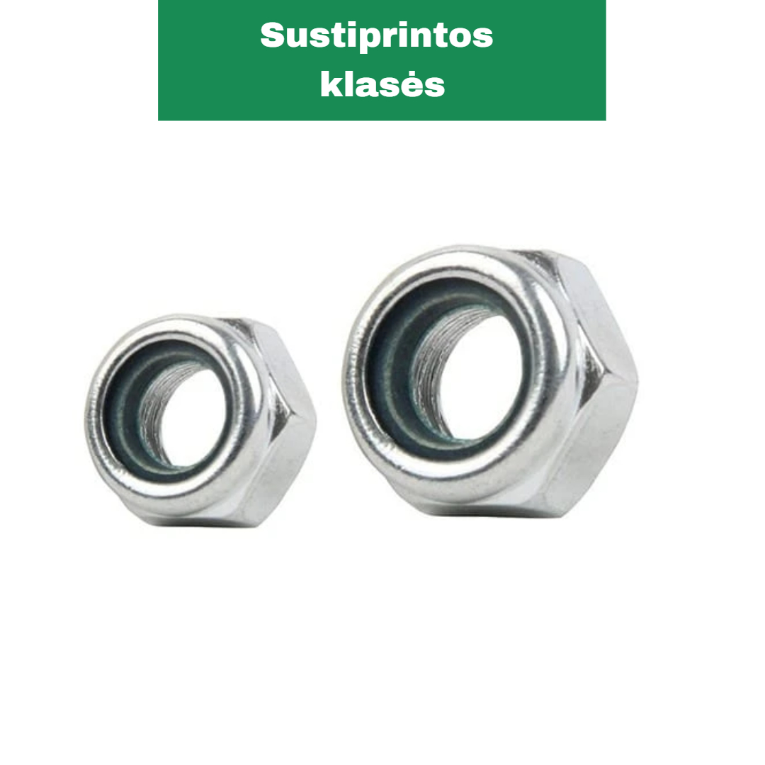 Veržlės fiksuojančios DIN985 paaukštintos klasės