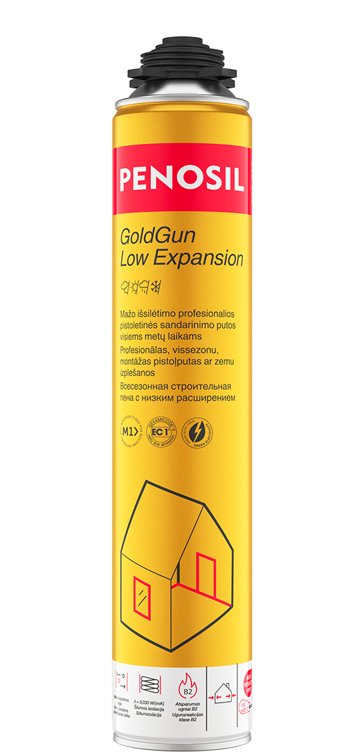 PENOSIL GoldGun Low Expansion mažo išsiplėtimo sandarinimo putos, 750 ml