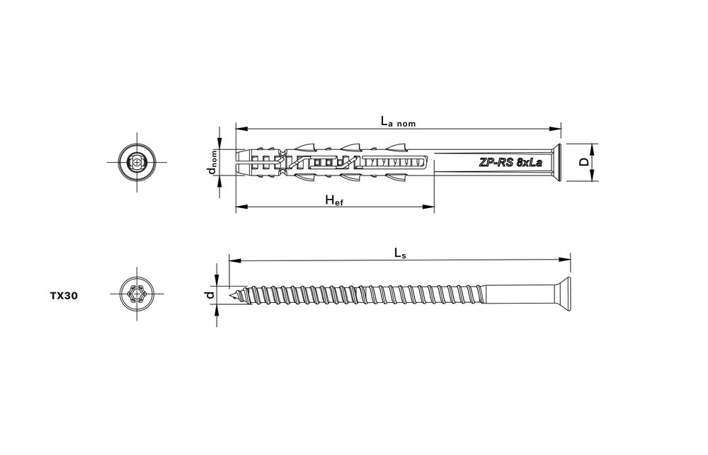 Įsukamas ankeris ZP-RS 8x80 TX30