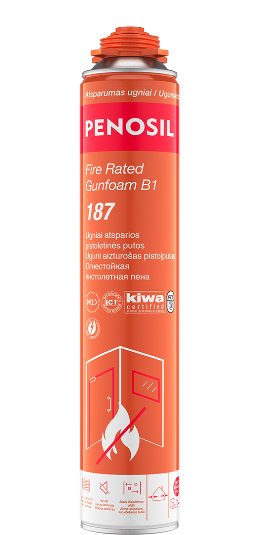PENOSIL Fire Rated Gunfoam B1 187 ugniai atsparios sandarinimo putos, 750 ml