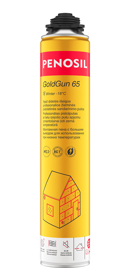 PENOSIL GoldGun 65 Winter didelės išeigos žieminės statybinės putos, 880 ml