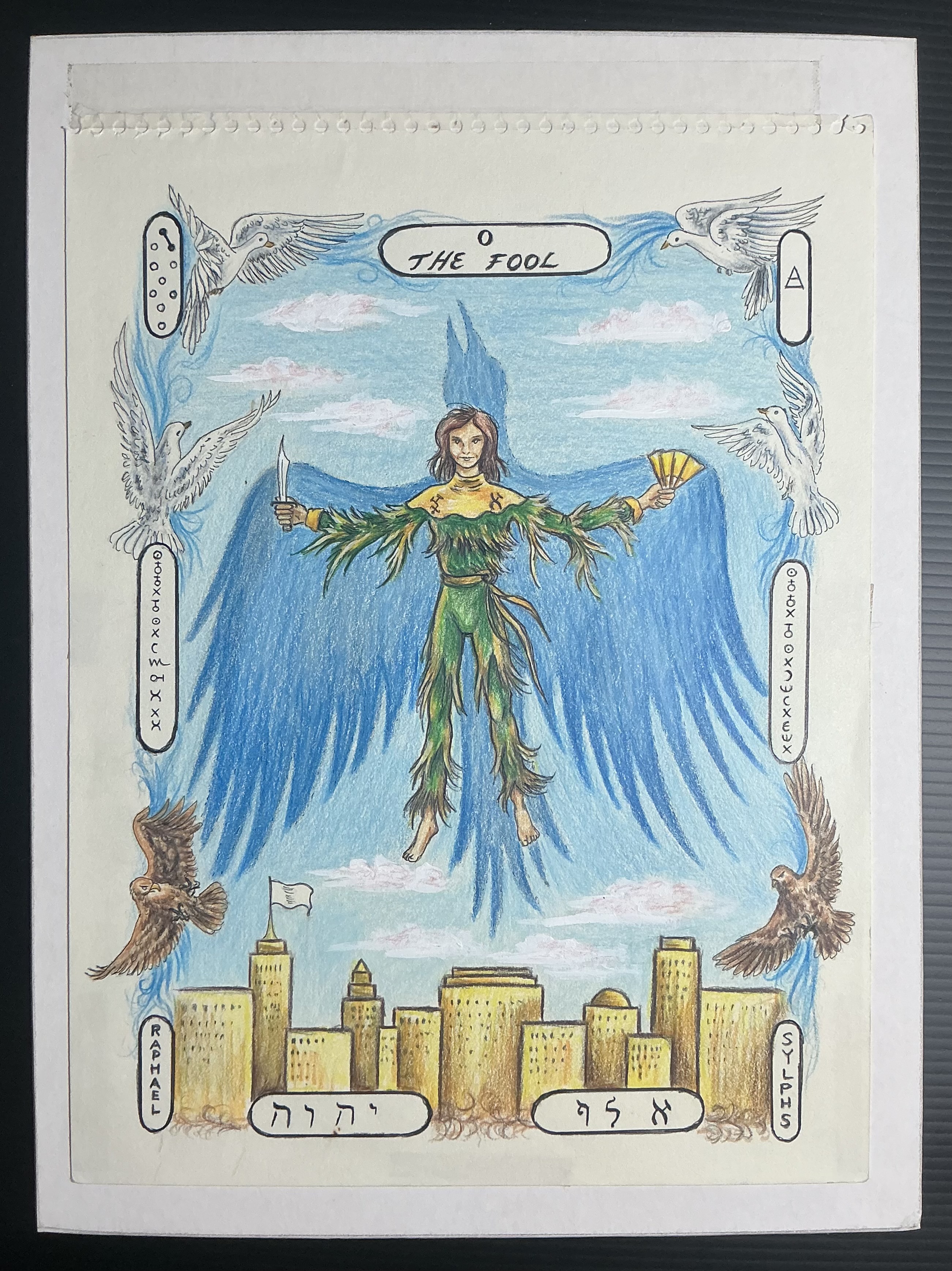 The Fool Tarot Original Art - April