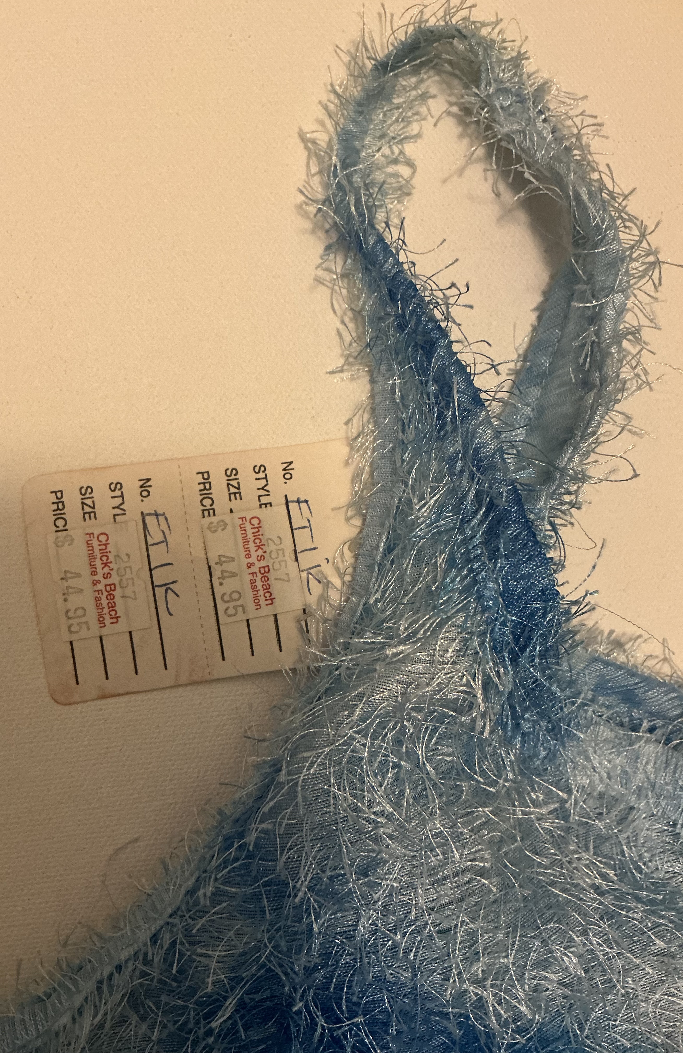 Vintage New Eti’K Blue Fuzzy Crop Top Medium 