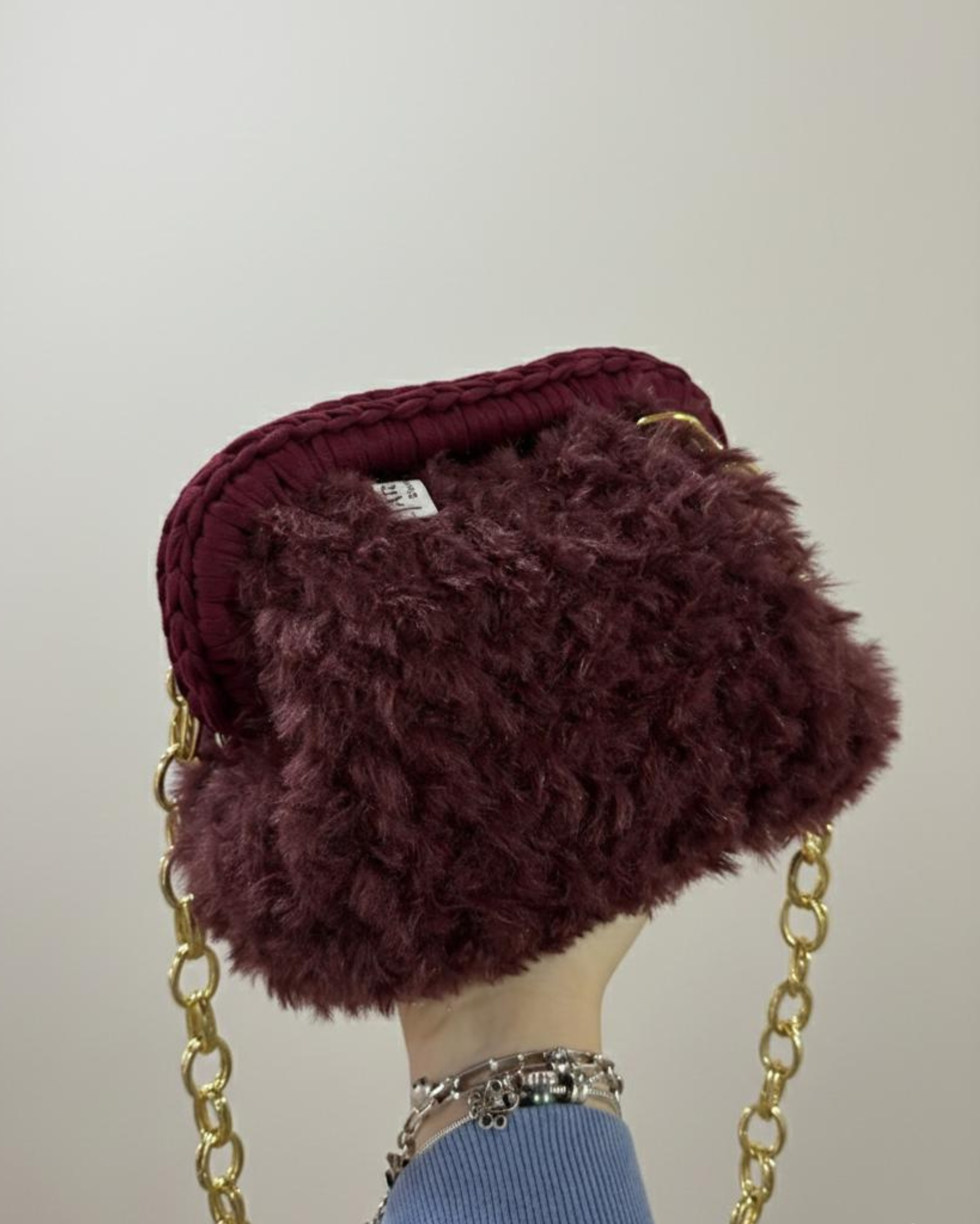 Clutch Bag in fettuccia + teddy