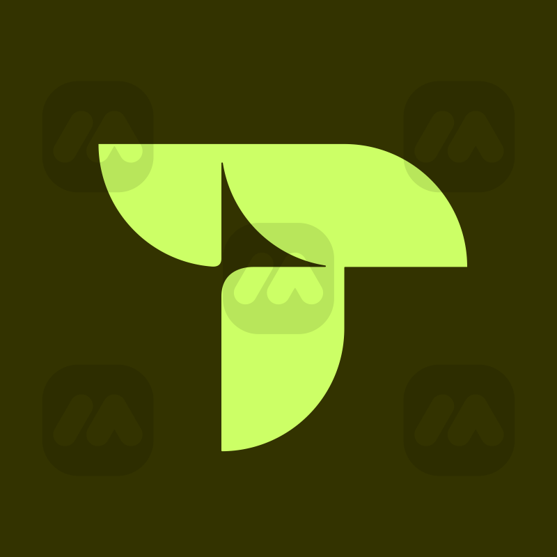 Letter T Eco Leaf Monogram Logo