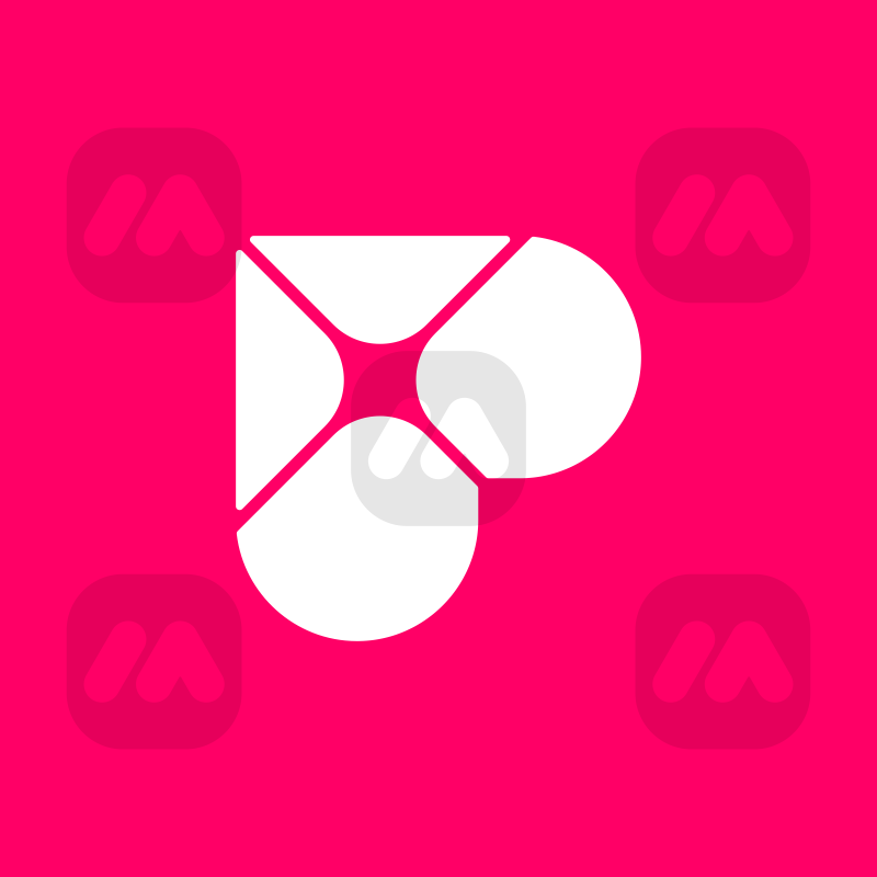 letter  P and Heart Monogram Logo